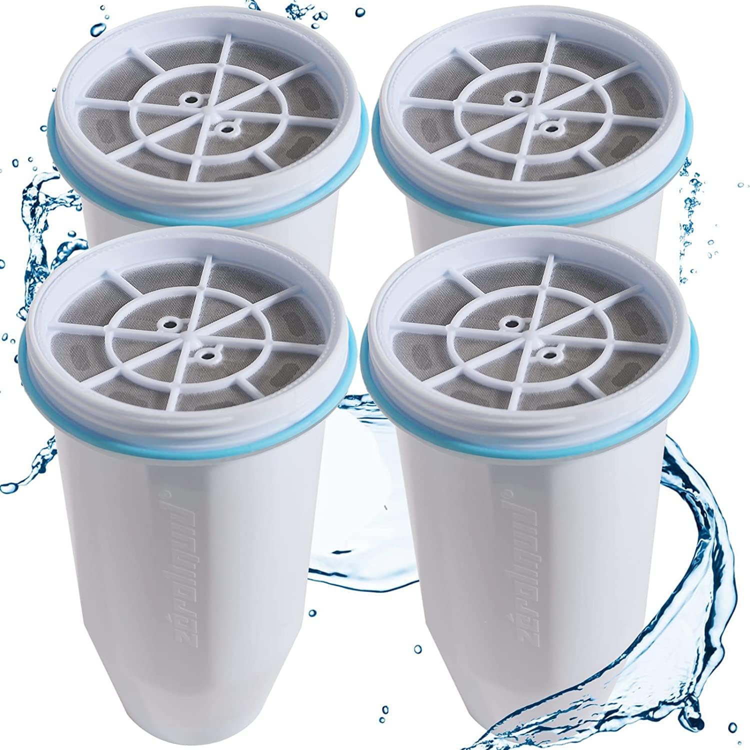 Water Filter Cartridges Replacement Compatible with Zero Water Filter Jug ZR-017 ZP-010, Remove 99.9% Lead, Chlorine, Fluoride, Heavy Metals, PFOA/PFOS, BPA Free, TUV Certified, 6-Stage (4 Pack)