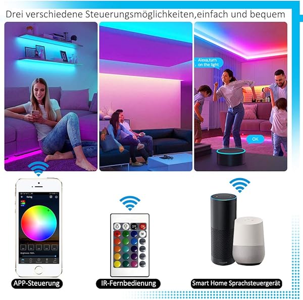 Controlador WiFi RGB LED Smart con mando a distancia de 24 teclas para tiras 5050 3528 con sonido activado 16 millones de colores 20 modos dinmicos temporizador