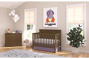 Child Craft Sheldon Crib and Dresser Nursery Set, 2-Piece, Includes 4-in-1 Convertible Crib and 3-Drawer Dresser, Grows with Your Baby (Cocoa Bean Brown)
