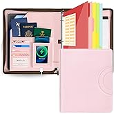 Leather Portfolio Folder With Zipper - 3 Ring Binder With Clipbard - Calculat