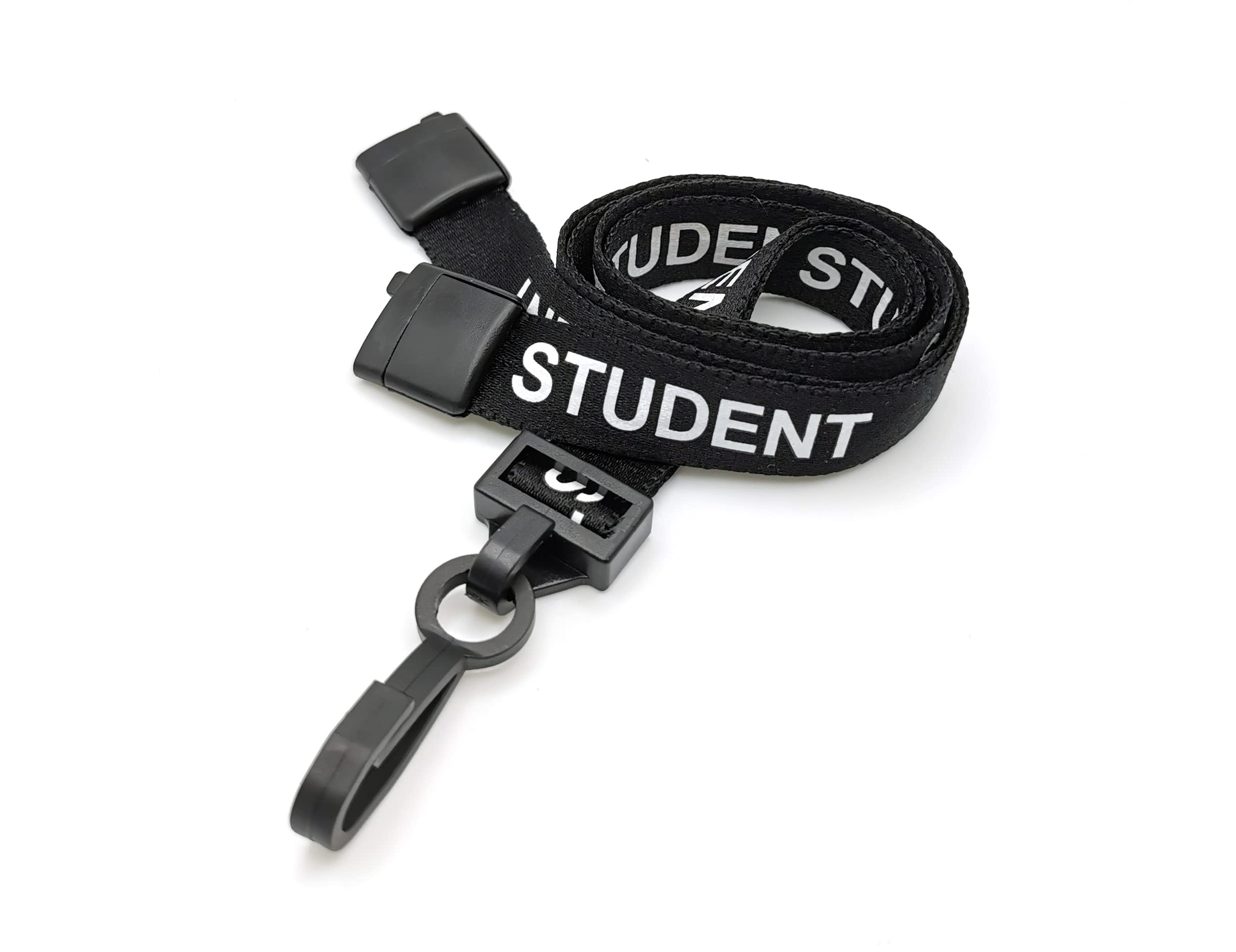 Black Student Lanyards for Student ID with Safety Break and Plastic Clip - Pack of 100