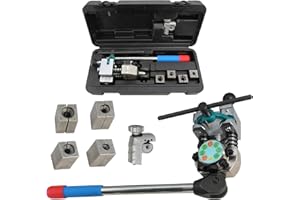KUNCAIISH 45 Degree Brake Line Flaring Tool Kit, Double and Bubble Flares for 3/16", 1/4", 5/16", 3/8" and 4.75mm Tube Size, 