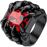 PROSTEEL Mens Gothic Biker Ring, 316L Stainless Steel Dragon Claw Eye Ring/Raven Skull Ring/Octopus Ring, Cool and Masculine, Size 7-14, Black/18K Gold Plated, Come with Box