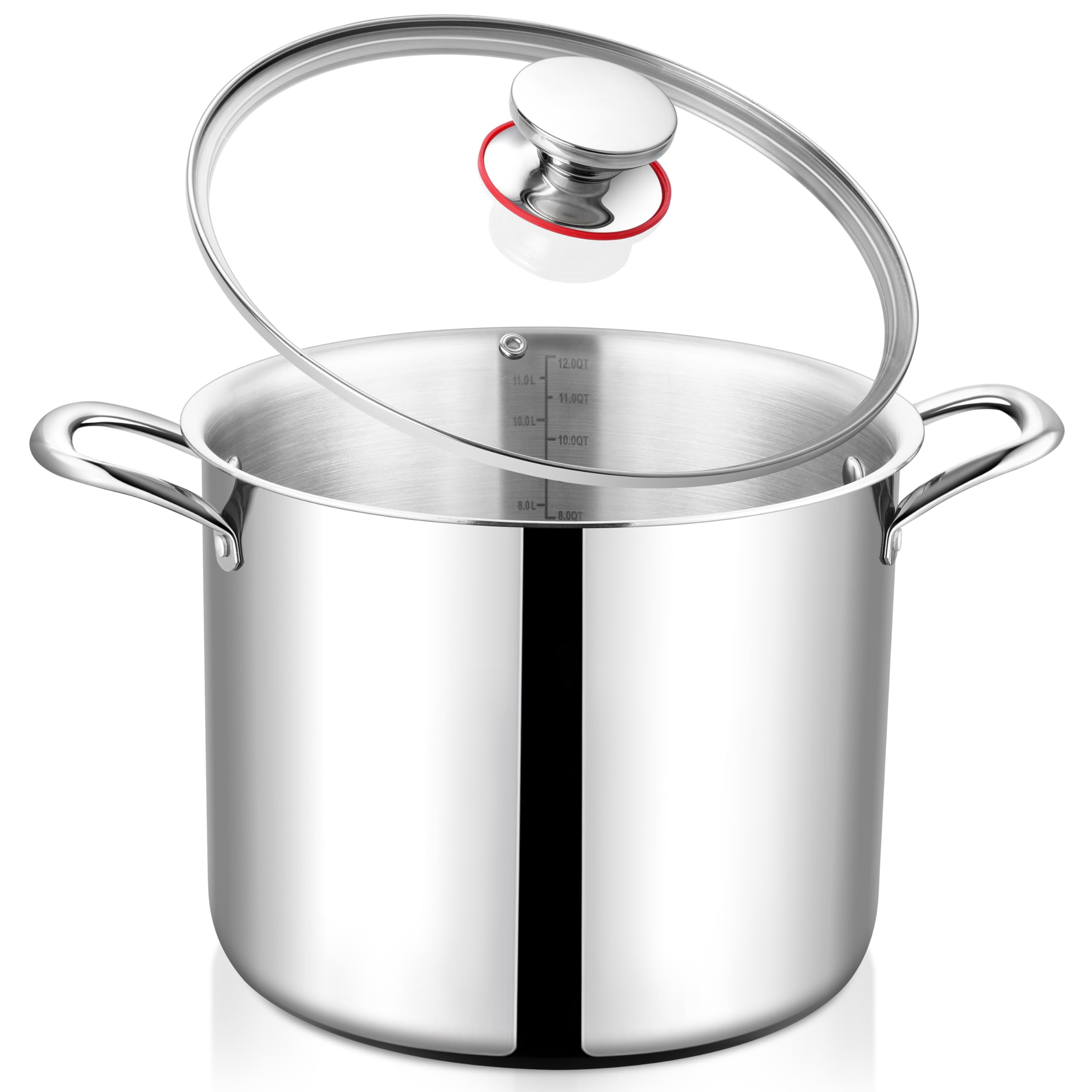 Photo 1 of 12QT Large Stainless Steel Stock Pot with Lid, Onader Tri-ply Cooking Soup Stockpot
