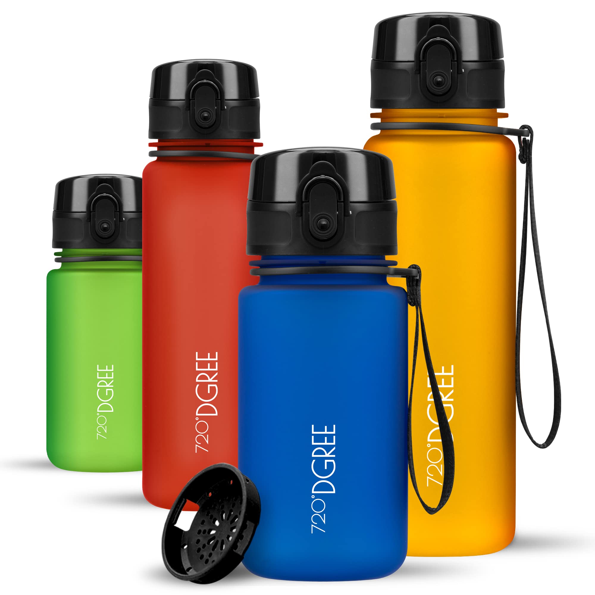 720°DGREE Water Bottle Kids 350ml “uberBottle“ softTouch +Sieve - BPA-Free Tritan, Leakproof, Reusable Drinking Bottle - Waterbottle for Children from 2 Years, Kindergarten, School, Playground, Sport