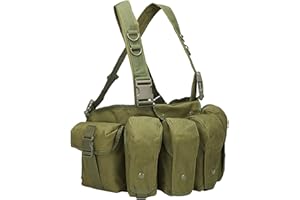 Chest Rig, Adjustable Waterproof Nylon Chest Pack with Multi-Pockets, Wear-Resistant Dirt-Resistant Vest for Hunting, Trainin