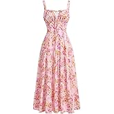 Women's Floral Corset Dress Formal Cocktail Dresses Going Out Casual Sundress Split Thigh Spaghetti Strap Vintage Dress