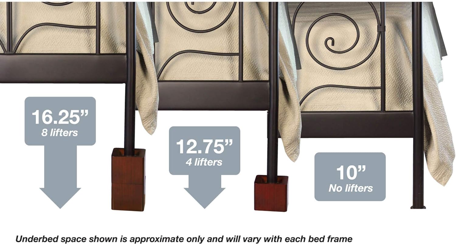 Richards Homewares Lifts 2.75 Inches Per Set, Adjustable Heavy-Duty Wooden Wood Bed Stackable Furniture Leg Riser Lifters, Mahogany (Pack of 4): Home & Kitchen