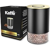 Glass Storage Coffee Container by Kaffe - BPA Free Stainless Steel Canister with Airtight Lid (8oz)