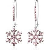 BriLove Christmas Snowflake Earrings for Women Winter Party Snowflakes Hook/Leverback Dangle Drop Earring for Xmas Festival Decor Holiday Party Jewelry Gift