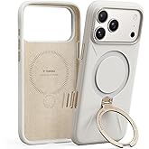 TORRAS Q3 Silicone for iPhone 17 Pro Max Case Stand, Fit for MagSafe, Liquid Silicone Soft Cozy Grip, 360 Spin Magnetic Stand, Camera Control, Protective Case for iPhone 17 Pro Max, Ivory Gold