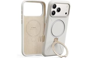 TORRAS Q3 Silicone for iPhone 17 Pro Max Case Stand, Fit for MagSafe, Liquid Silicone Soft Cozy Grip, 360 Spin Magnetic Stand, Camera Control, Protective Case for iPhone 17 Pro Max, Ivory Gold