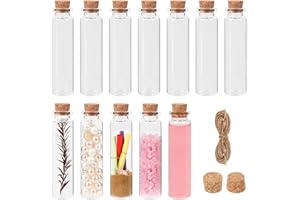 MIUKADA Glass Potion Bottles - 12 Pack, 20 ml, Mini Vials with Corks for Crafts, Decoration, Party Favors