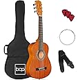 Best Choice Products 30in Kids Acoustic Guitar Beginner Starter Kit with Strap, Case, Strings - Natural Mahogany