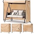 Outdoor Swing Covers for Patio Swing 3 Seater, 87" L x 49" D x 67" H, 3 Seat Swing Cover Waterproof, Porch Patio Swing Canopy Cover, Windproof UV Resistant All Weather Protector - Beige