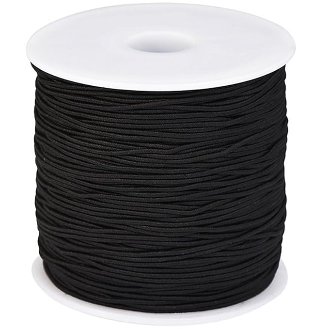 1mm Wide Black Elastic Sewing Thread for Shirring Full Roll of 500