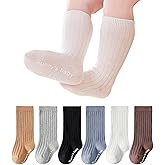 Zumou Toddler Knee High Socks Non Slip Anti Skid Baby Boy Girls Seamless Long Stockings