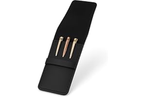 TheAntiq Leather 3 Pen Case Holder, Full Grain Vintage Leather Pen Pouch Organizer, Fountain Ballpoint Rollerball Pen Sleeve,