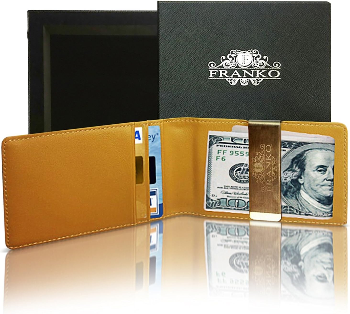 Luxury Money Clip Wallet Black golden ID Slot 4 Credit Card Cash Holder Credit Card Wallet for Men
