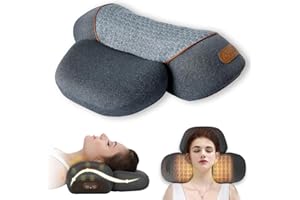 Bkrtondsy 3-in-1 Pillow Massage Neck Hump - Heating, Vibration, Airbag Elevation, Automatic Massage, Cervical Traction Pillow, Neck Relief Tool, Deep Muscle Relaxation Classic Grey &Black