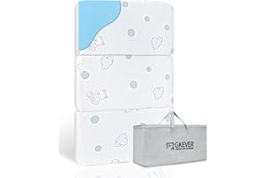 GKEVER Pack and Play Mattress, 38x26 Dual-Sided High Resilience Memory Foam Tri-fold Baby Mattress for Pack n Play, Foldable Travel Pack n Play Mattresses Pad with Removable Cover & Carrying Bag