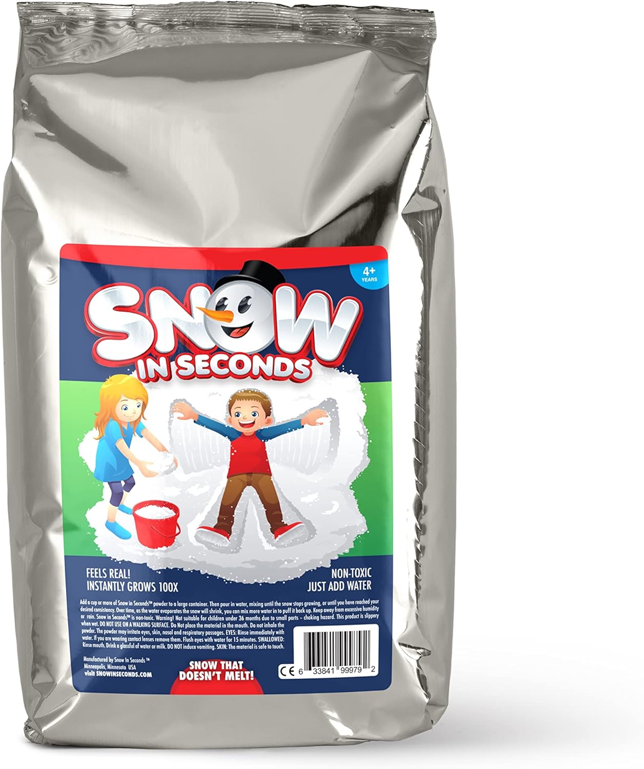Artificial Snow - Snow in Seconds Instant Snow Fake Artificial Snow Jumbo Bag - Great for Making Cloud Slime (Makes 30 gallons of Fake Snow)