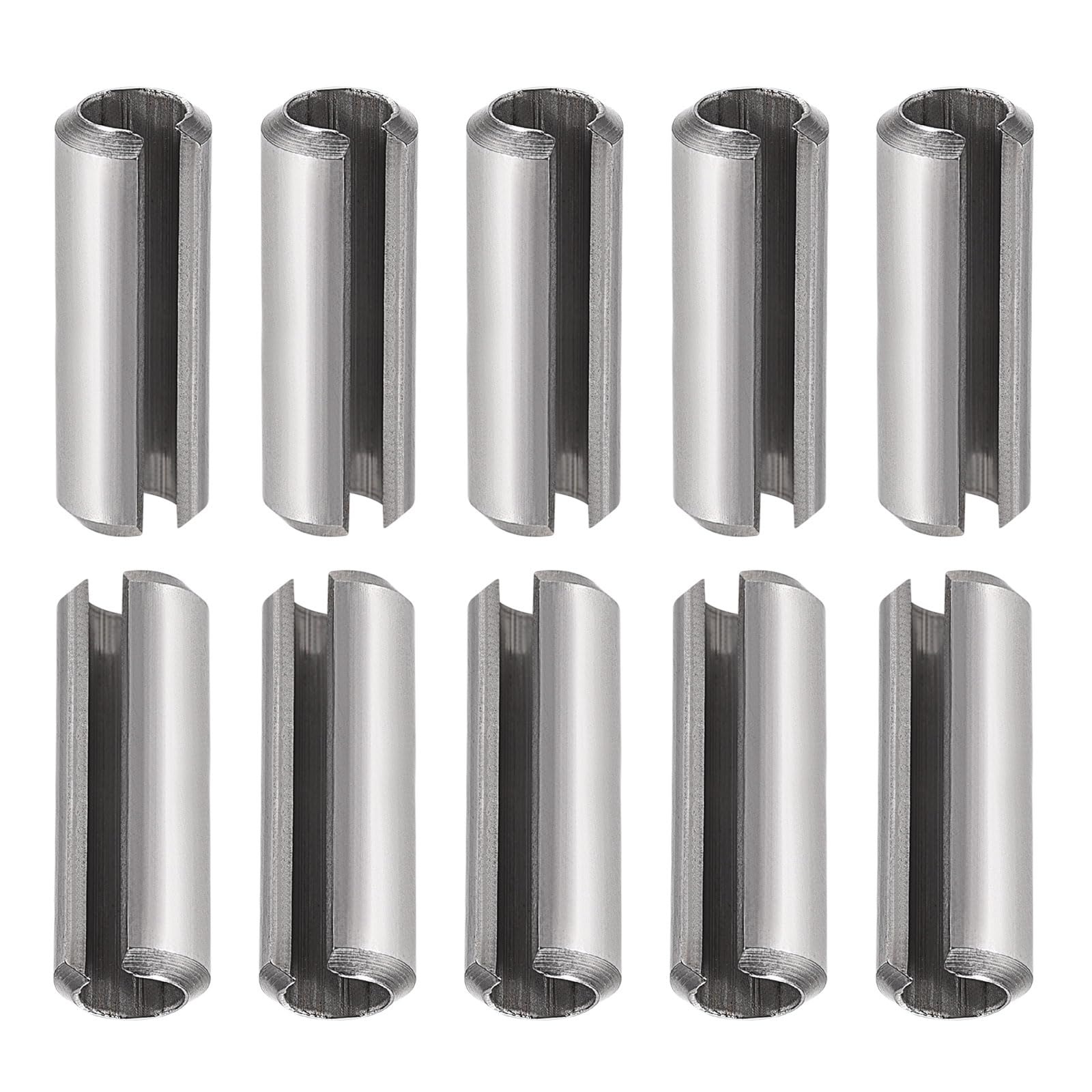 DTGN 8mmx40mm(DxL) Slotted Spring Pin - 10Pack - Good for Home Machine Fastener - 304 Stainless Steel Spring Dowel Tension Roll Pin - Silver