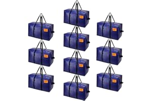 KRYSTY 10-Pack Heavy Duty Moving Bags and Large Storage Bags with Strong Handles, Durable Zippers,and Space-Saving Design,Extra Large Storage Totes for Space Saving and Moving Supplies