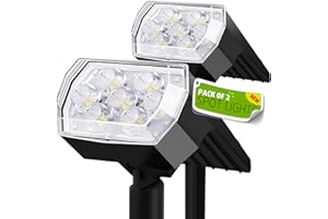 Cbiumpro 2-Pack Solar Spot Lights Outdoor, Adjustable IP65 Waterproof Landscape Spotlights Solar Powered Dusk to Dawn for Outside Garden, Yard, Flag, Fence, Porch, Pathway