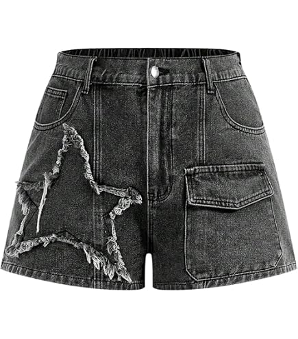 Sunidol Womens Y2K Baggy Jorts Denim Shorts Mid Rise Summer Loose