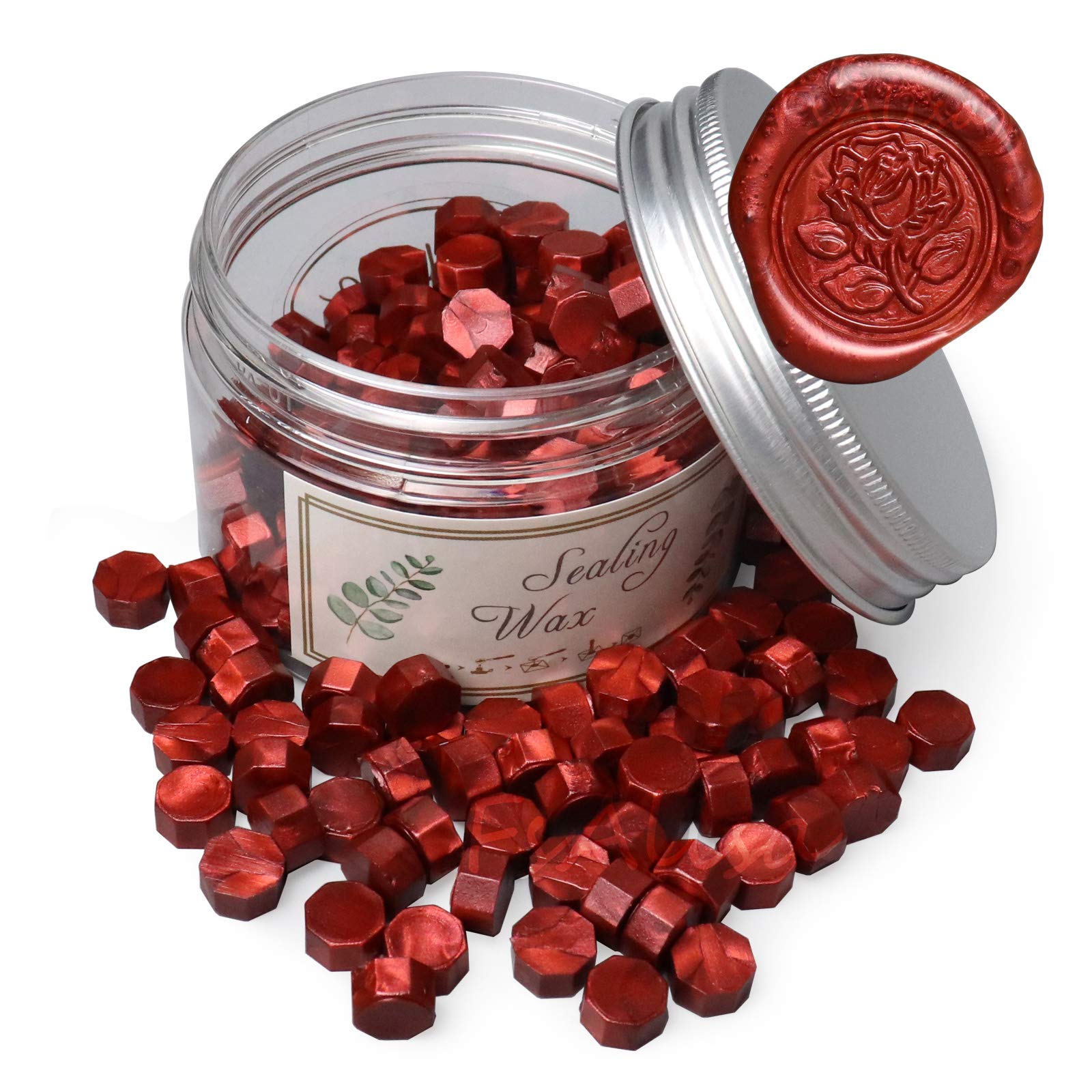 Fsalisa 200pcs Octagon Wax Seal Beads for Stamps - Perfect for Christmas Cards, Envelopes, Wedding Invitations, Wine Packages, Letter Sealing (New Wine Red) — image 1