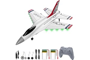 DEERC F16 Thunderbirds RC Plane,3CH Remote Control Airplane Fighter Toys,2.4GHz 6-axis Gyro Stabilizer RTF Glider Aircraft Plane with 2 Batteries,Easy to Fly for Beginners Kids Adults