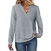 EADINVE Womens V Neck Sweatshirts with Pockets Fleece Pullover Casual Loose Fit Long Sleeve Tops Fall Clothes 2025