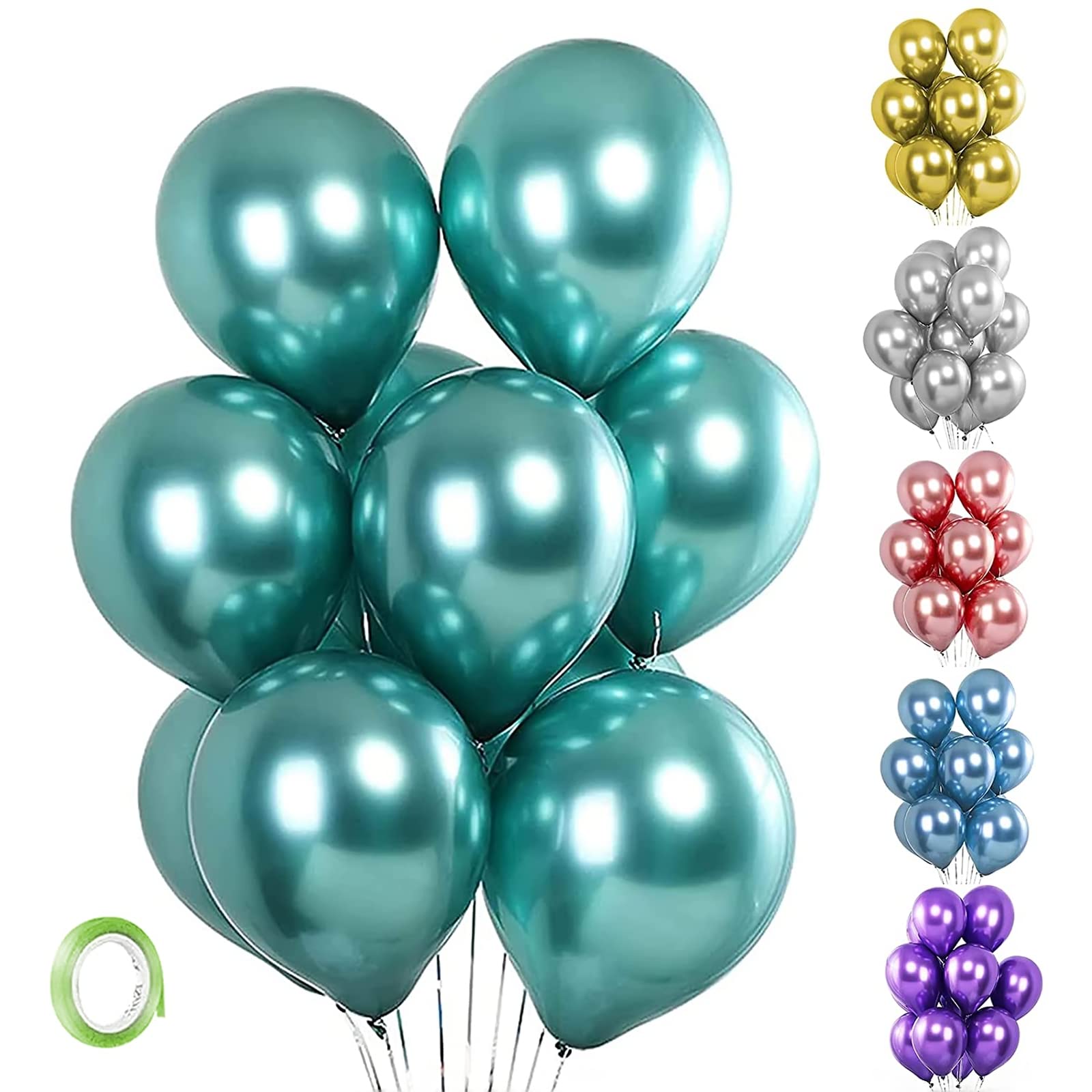 Unisun Metallic Balloons, 20 PCS 12 Inch Thick Chrome Metallic Green Balloons Helium Shiny Balloon for Birthday Baby Shower Wedding Anniversary Festival Carnival Party Decorations (Green)