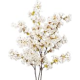 Uieke Silk Cherry Blossom Branches, 39.3in Artificial Cherry Blossom Tree Stems, Fake Plum Blossom Flowers Arrangement for We