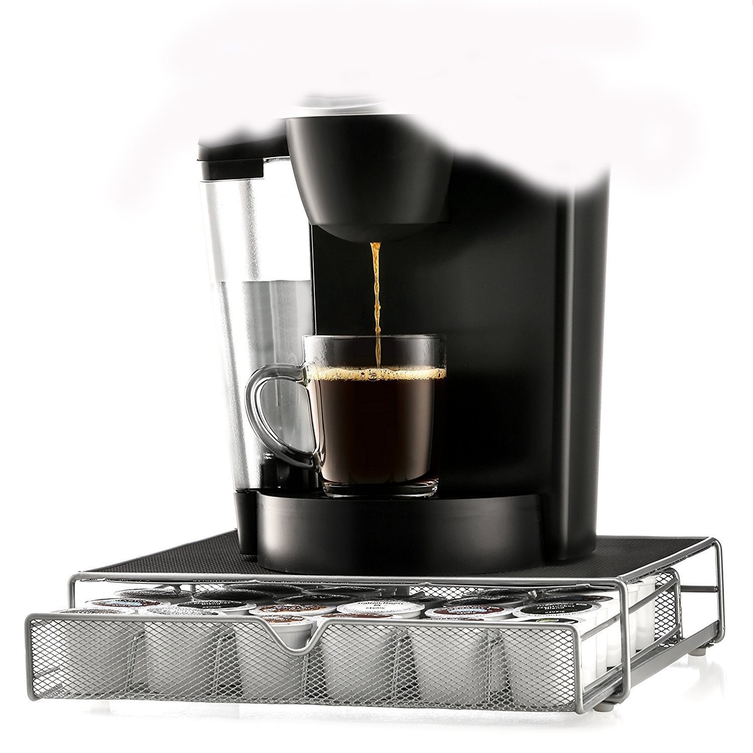 K-Cup Organizer Coffee Pod Drawer Espresso K Cup Pods Storage Great Quality Single Serve Capsules Holder Holds Keurig Brewing Machine 36 K Cups Rack Black