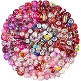 Aipridy Assortment European Large Hole Beads Spacer Beads Rhinestone Craft Beads for DIY Charms Bracelet Jewelry Making (Rose-Red-Rose red)