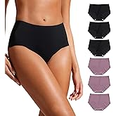 Seamless Underwear For Women Travel Panties Elastic Mid High Waisted Briefs No Show Invisible Emergency Underpants 6 Packs