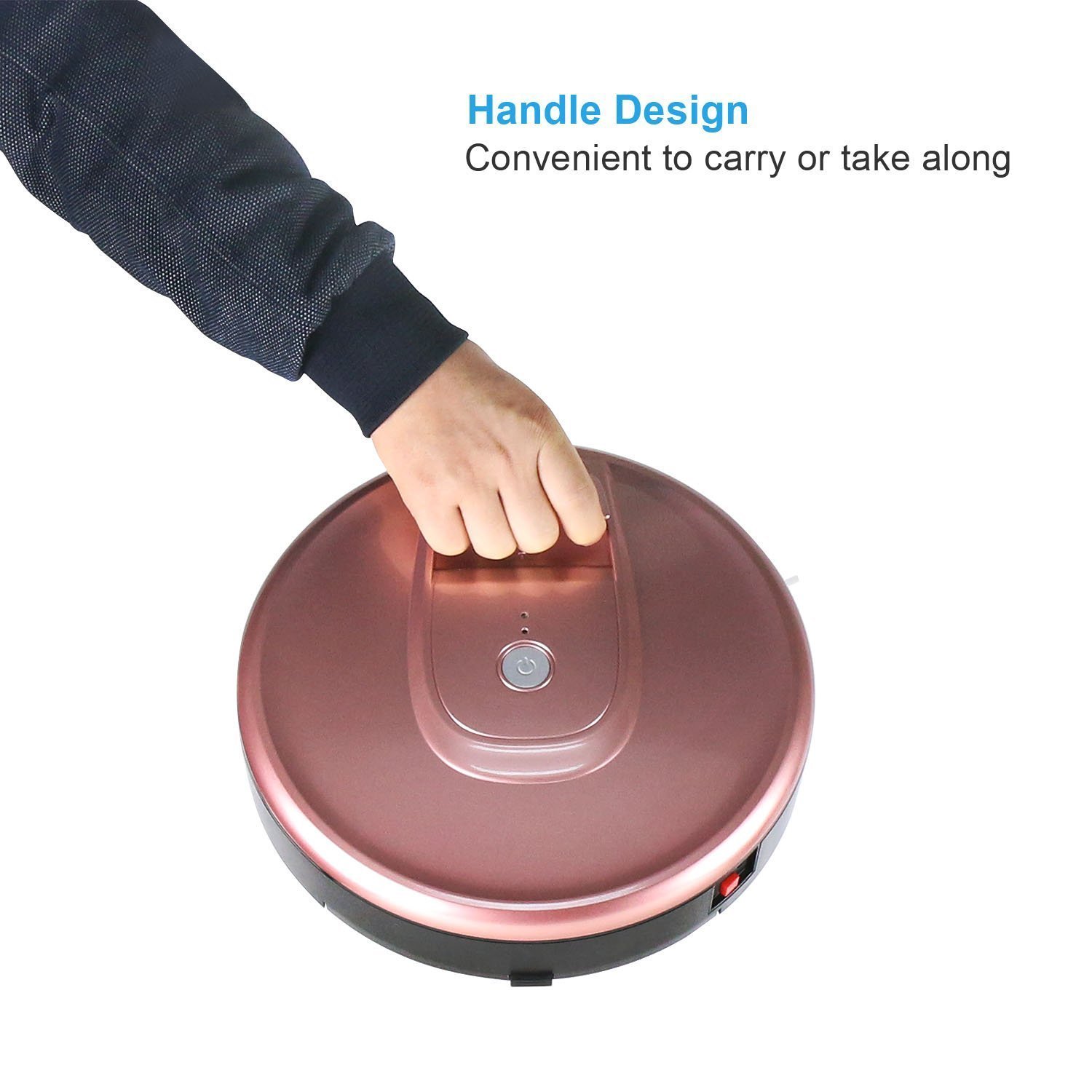 EVERTOP Robotic Vacuum Cleaner, Handheld Pet Hair Cleaning Robot Automatic Vacuum Sweeper for Hard Floor (D - Rose Gold)