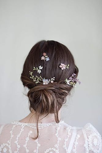 Amazon Com Bridal Floral Hair Pins Woodland Flower Hairpins
