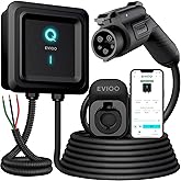 EVIQO Level 2 EV Charger 48 Amp HARDWIRED - 11.5kW, 240V, Wall EV Charger Level 2, J1772 (non-Tesla), 25ft Cable, Enhanced WiFi Smart App - Weatherproof Indoor/Outdoor (IP66,NEMA 4), UL, ETL Certified