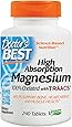 Doctor's Best High Absorption Magnesium Glycinate Lysinate, 100% Chelated, Non-GMO, Vegan, Gluten Free, Soy Free,  200 mg, 240 Tablets