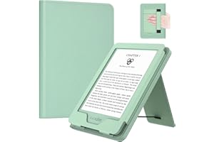 MoKo Case for 6" All-New Kindle(11th Generation 2024/2022 Release), Lightweight PU Leather Cover Stand Shell with Hand Strap 