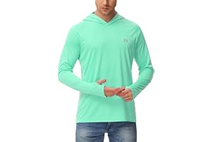 isnowood Sun Shirt UPF 50+ Men's Fishing Shirt Long Sleeve UV Protection Hoodie Rash Guard for Swimming Running Hiking Light