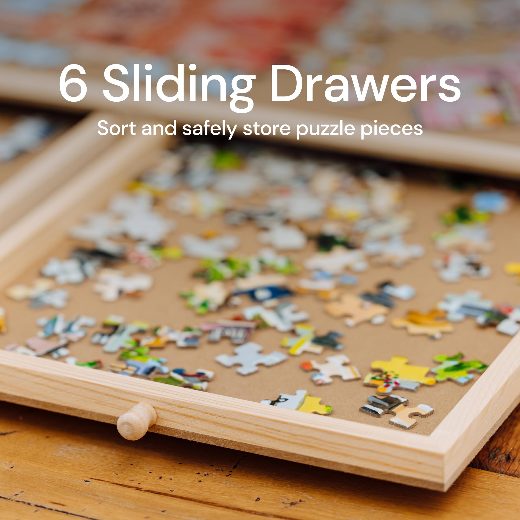 PlayVibe 1500 Piece Puzzle Board with Drawers and Cover - Jigsaw Solve Station - Portable Puzzle Table with Drawers, Tray & Accessories - Raised Edges to Prevent Slipping
