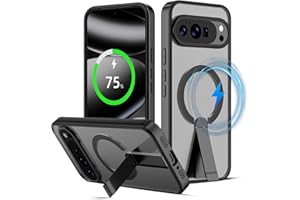 Jelanry Magnetic for Google Pixel 9/9 Pro & Pixel 10/10 Pro Case with Stand (Compatible with MagSafe), Anti-Fingerprint Back Cover Slim Translucent Shockproof Kickstand Phone Case (6.3-inch), Black
