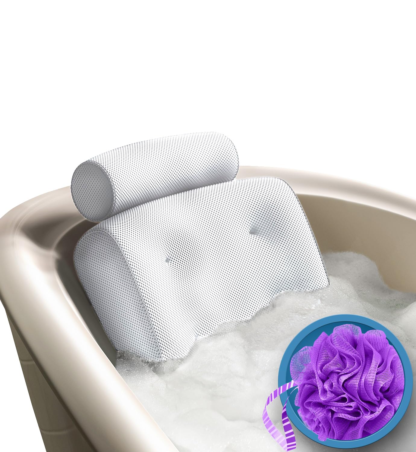 Photo 1 of Everlasting Comfort Luxury Bath Pillow - Head, Neck, Back Support Cushion for Bathtub, Spa, Soaking