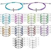 50Pcs Cross Bracelet Bulk, Christian Bracelets for Women Men, Adjustable Braided Cord Rope String Bracelets with Cross Charm, Jesus Religious Christian Gifts Bulk for Church Baptism Party Favors