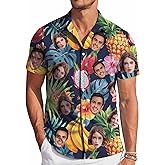 Custom Hawaiian Shirt W/Face for Men Personalized Funny Button Down Hawaiian Shirts w/Photo Tropical Beach Shirts