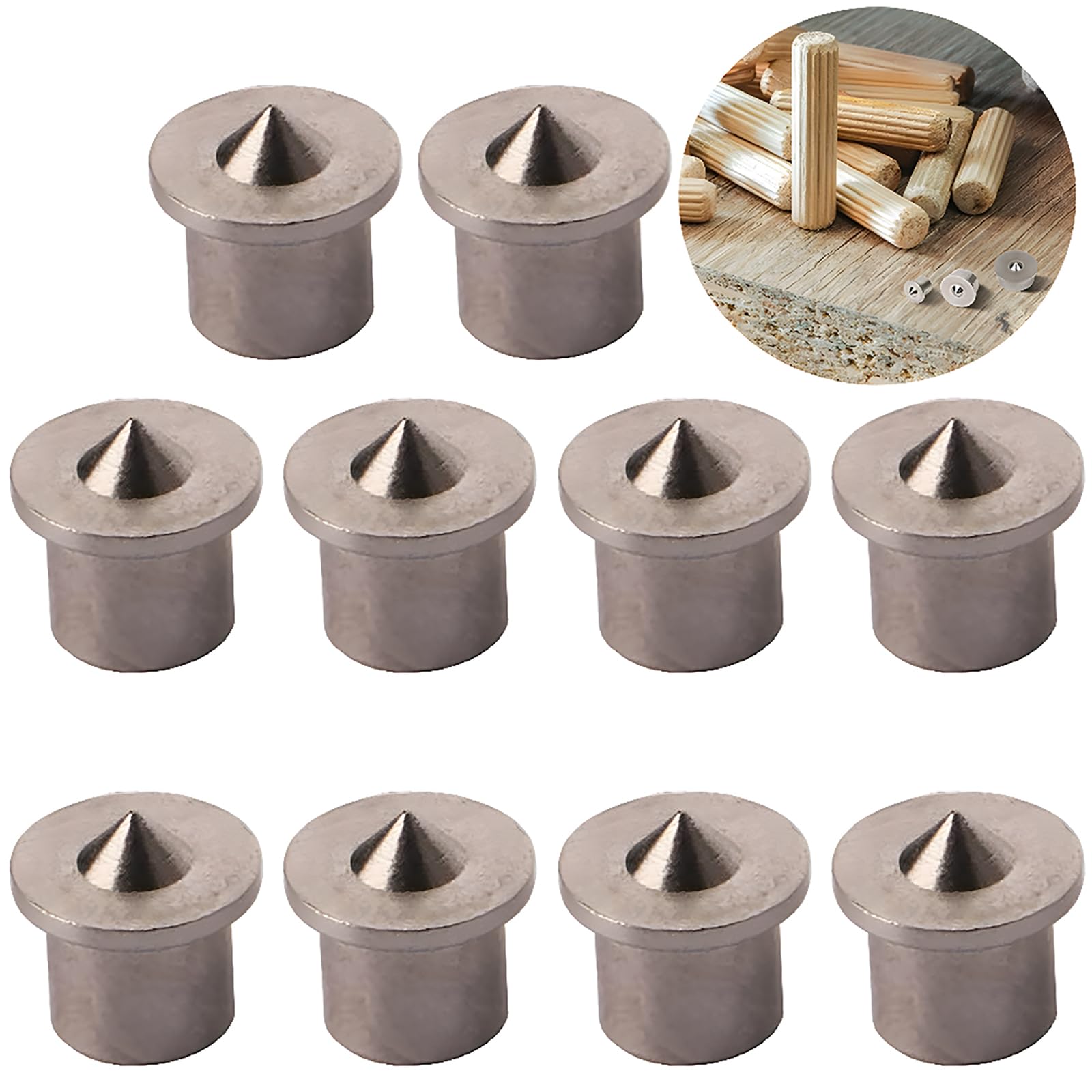 CESFONJER Dowel Pin Center Woodworking Alignment Tool Points Marker Drill Center, 6 mm Dowel Drill Center Points Pin Set (10 pcs)